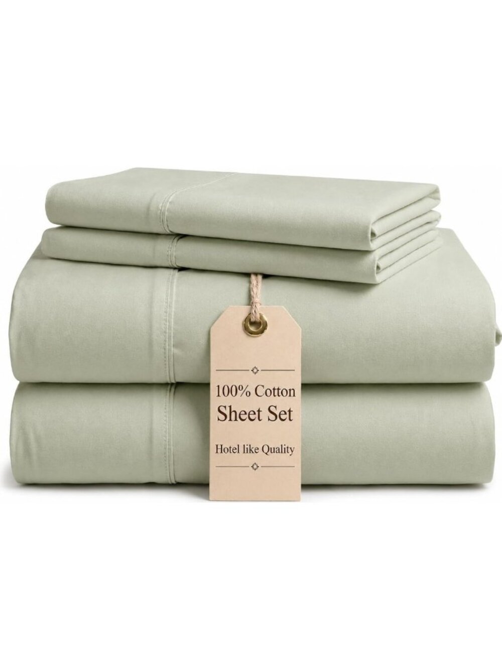 Luxury Queen Cotton Sheet Set - 4 Pc, Extra Deep Pocket, Soft & Breathable, Sage